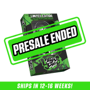 Black and green fingerboard with anime-style girl graphic in black and white, packaged in matching green and black box.