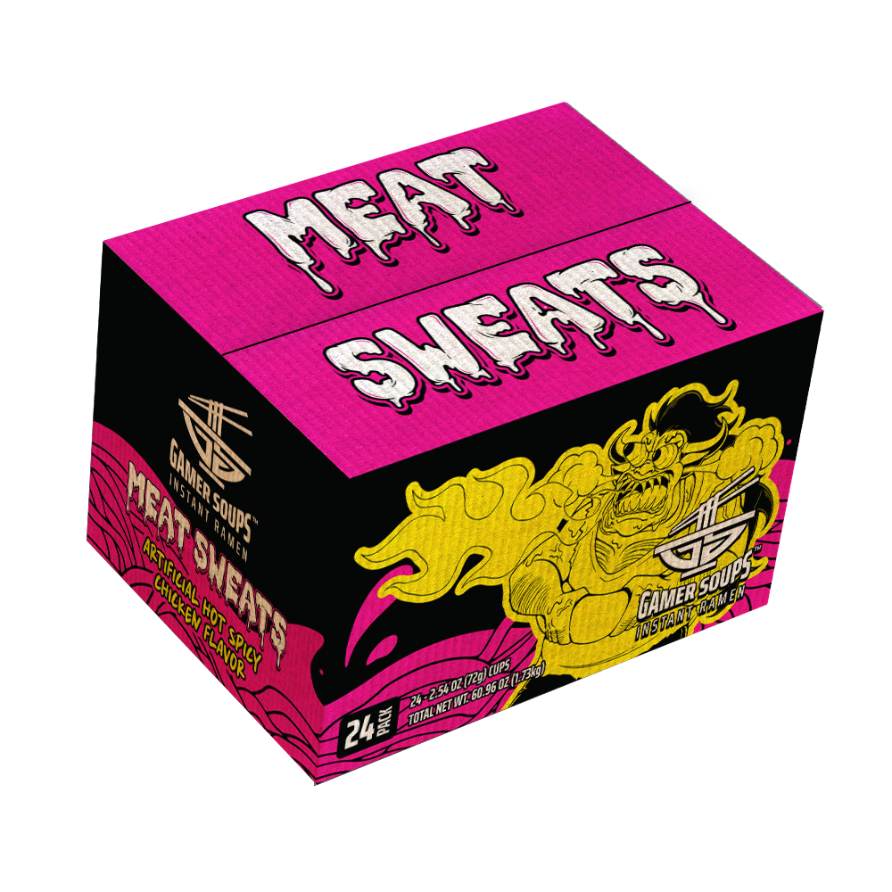 Gamer Soups Instant Noodles - Meat Sweats (24 Cup Box) - Gamer Supps