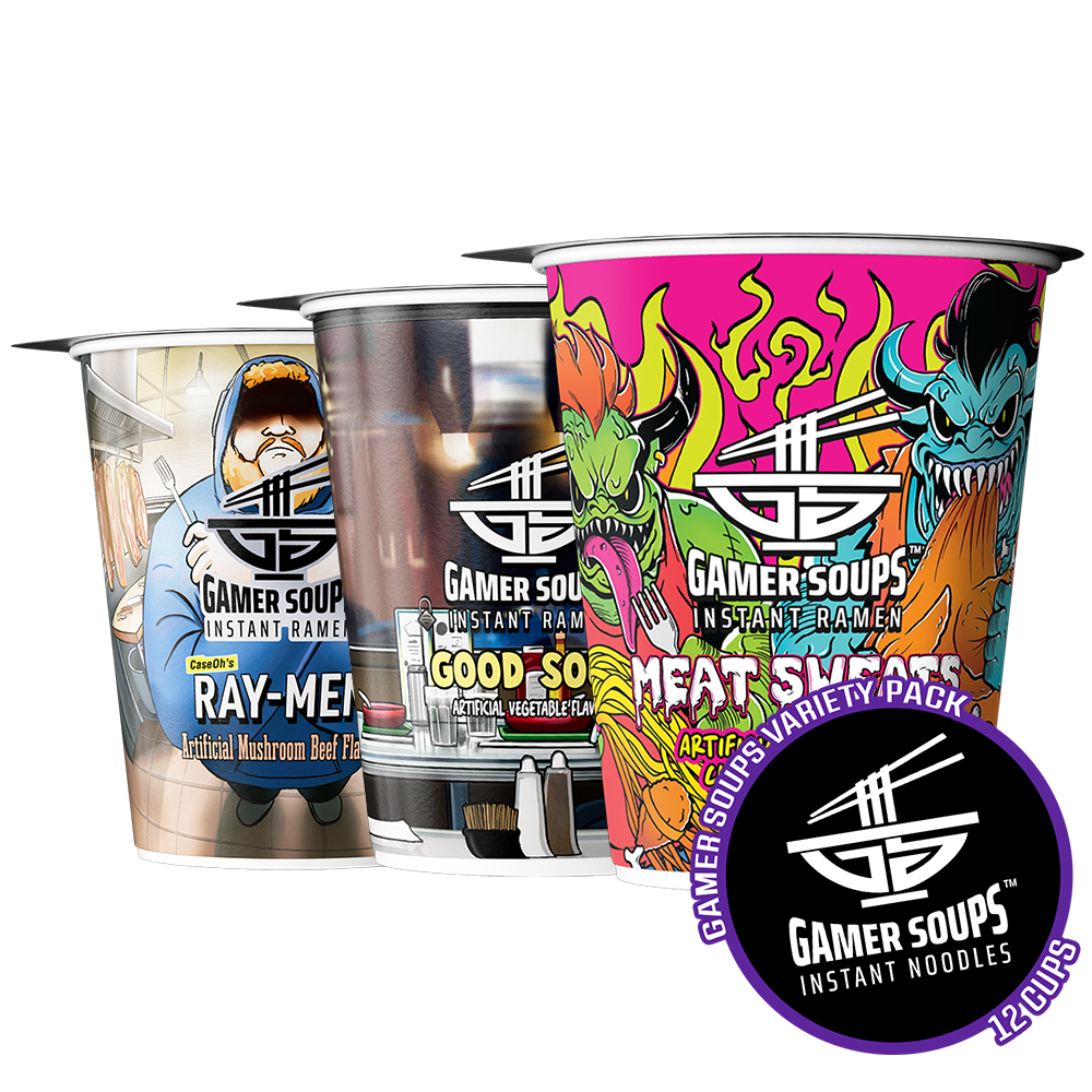 Gamer Soups Instant Noodles - Creator Variety Pack (12 Cup Box)