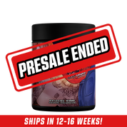 Black container with a tattooed red-haired woman illustration and "Brand Risk GG Energy" text on a dark red background.