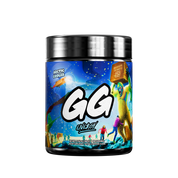Black container with a detailed white nutrition label and blue accents for Arctic Cooler supplement powder