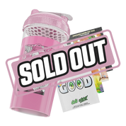 Pink glitter shaker cup with a black birthday cake graphic featuring three lit candles on the front.