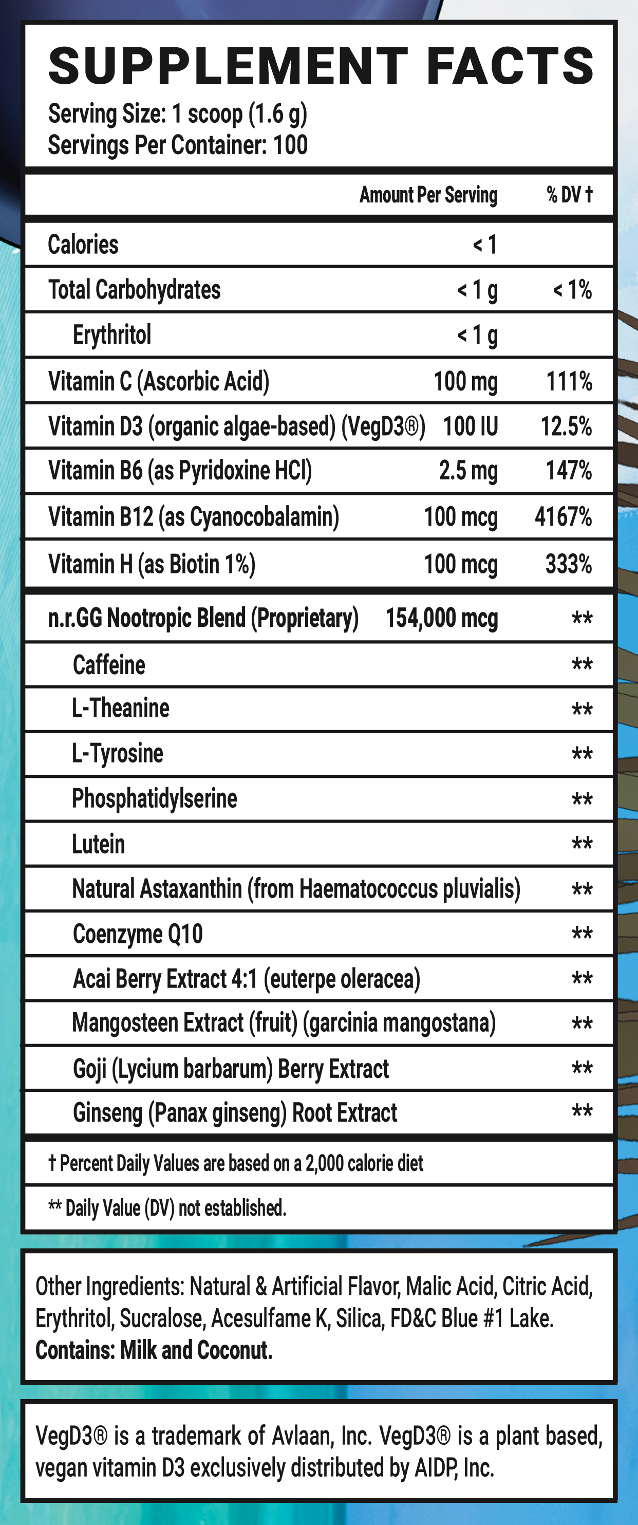 Blo'Hole Blast: Special Edition - 100 Servings Nutrition Chart
