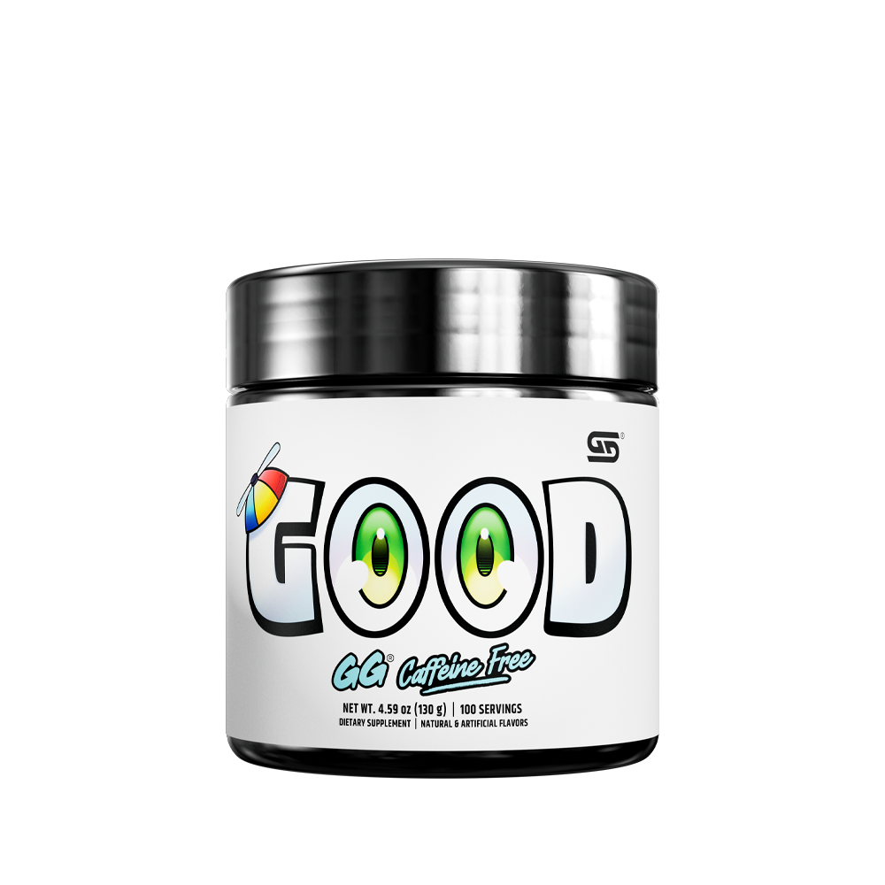 White supplement container with black lid showing detailed supplement facts and usage instructions on the label.