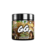 Black-lidded container showing detailed supplement facts and usage instructions on a green leafy background label.