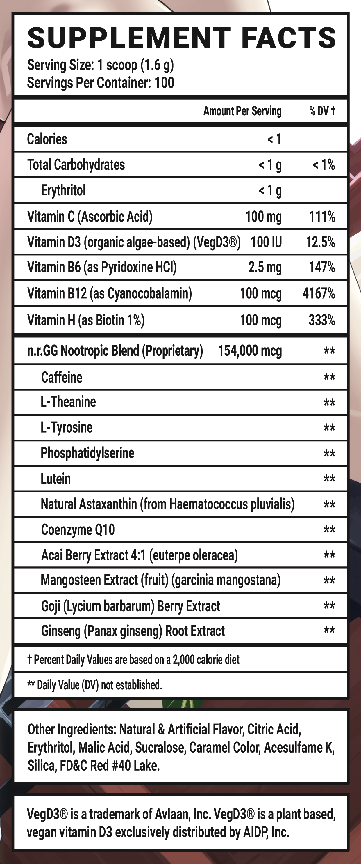 Kaho's Guil-tea Pleasure - 100 Servings Nutrition Chart