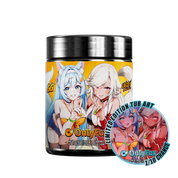 Black jar with a purple label showing supplement facts and directions for OnlyFox GG by FoxyReine.