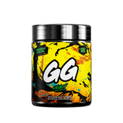 Black container with a colorful abstract label showing supplement facts and usage instructions on the back.