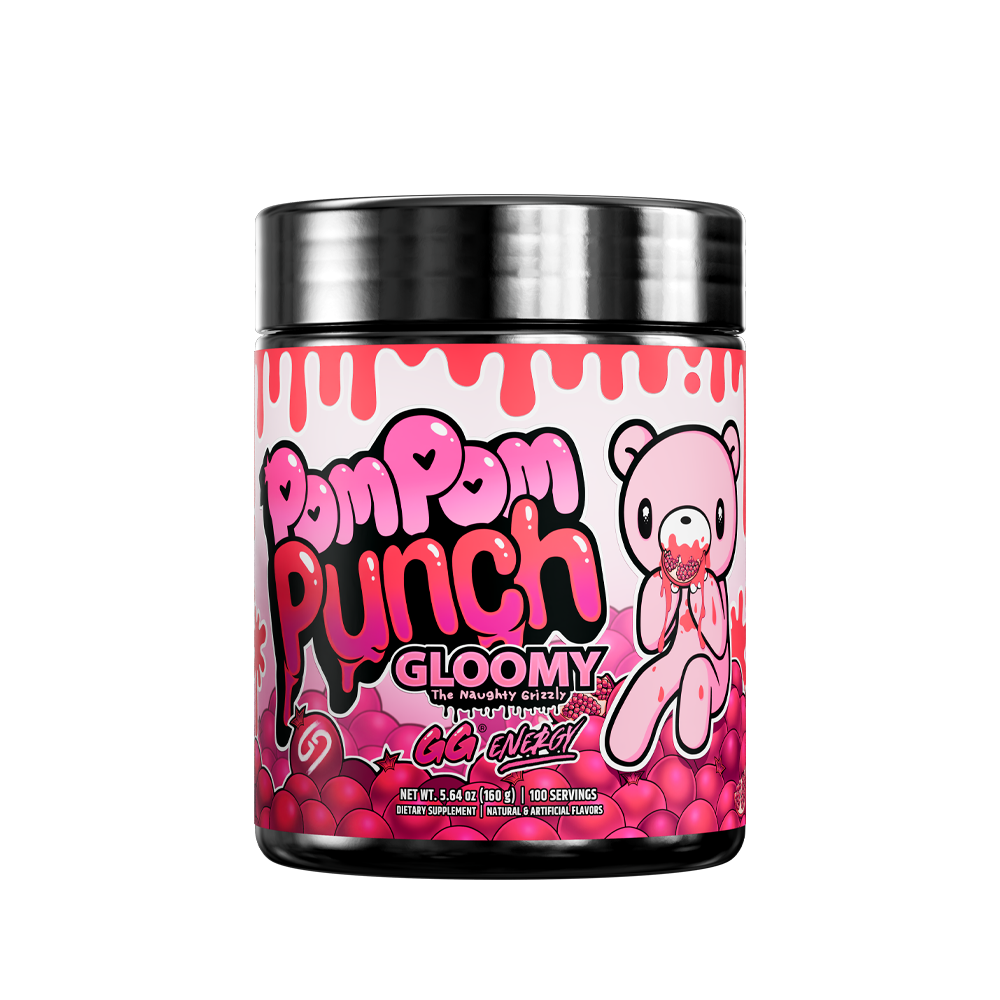Black and pink supplement container with detailed nutritional facts and warning labels on the back side.