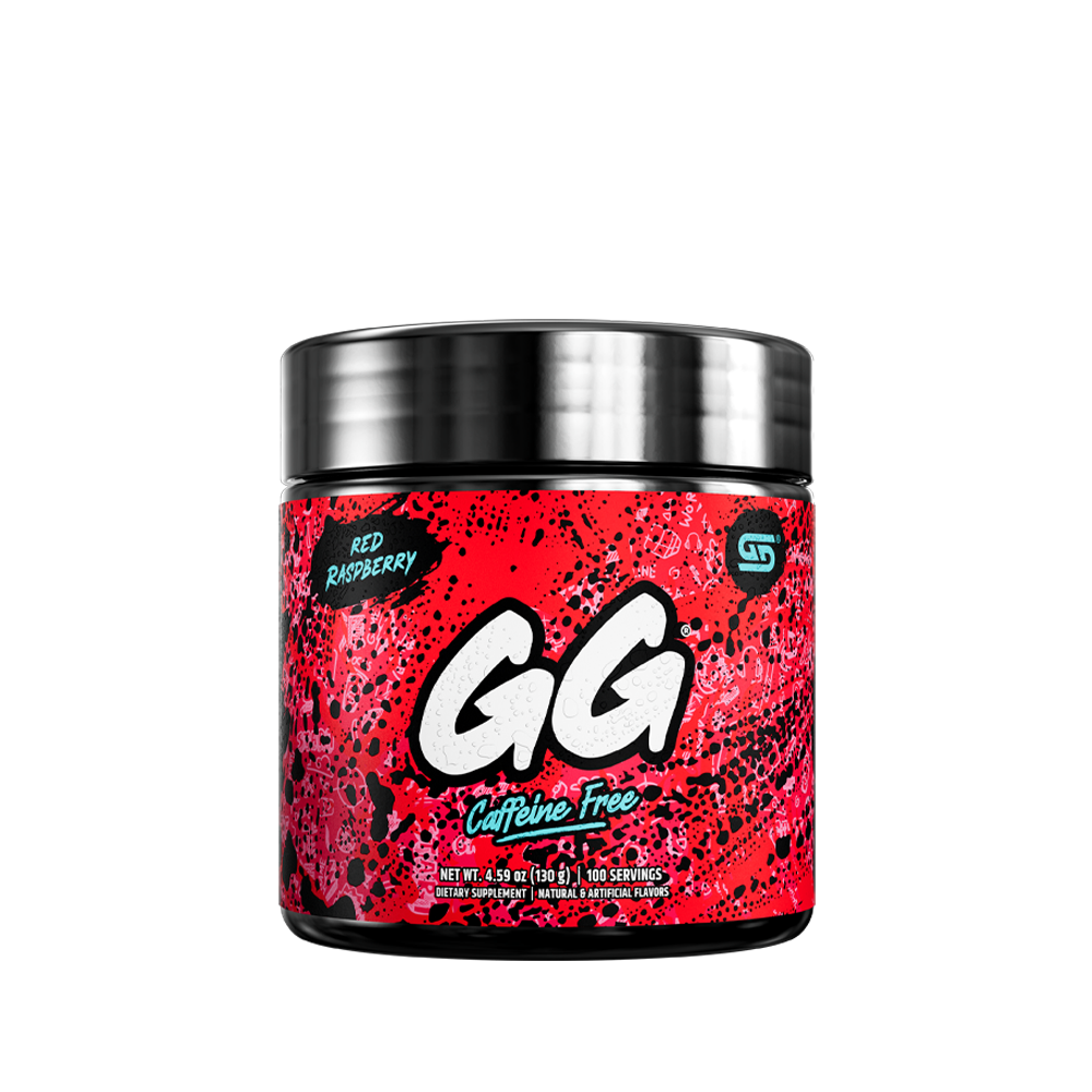 Black and red supplement container with detailed white nutrition facts and caution text on the back label.