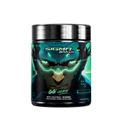 Black and green supplement container showing detailed white nutrition facts and usage instructions on the back label.