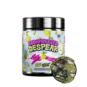Black container with a colorful label featuring nutritional facts and lime illustrations on the back of a supplement jar.
