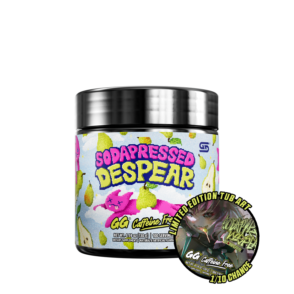 Black supplement container with silver lid showing detailed nutrition facts and usage instructions in small text.