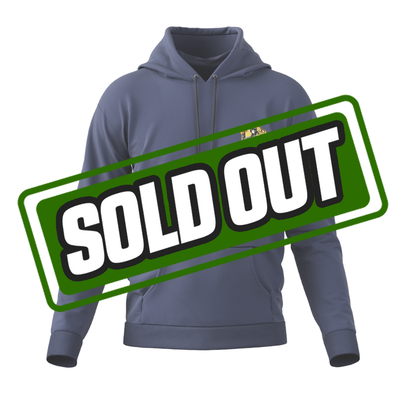 Navy blue hoodie with a colorful back graphic of two characters in action and the word "SWAWS" in graffiti style.