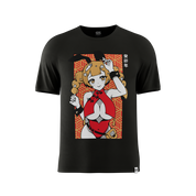Black short-sleeve t-shirt in 6XL size shown from the back with a plain, smooth fabric texture.